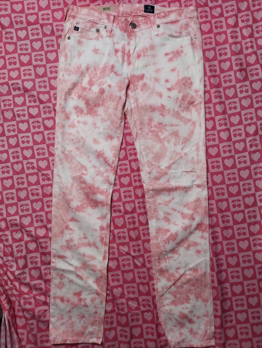 Pink & White Tye Dye Straight Leg Pants